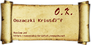 Oszaczki Kristóf névjegykártya